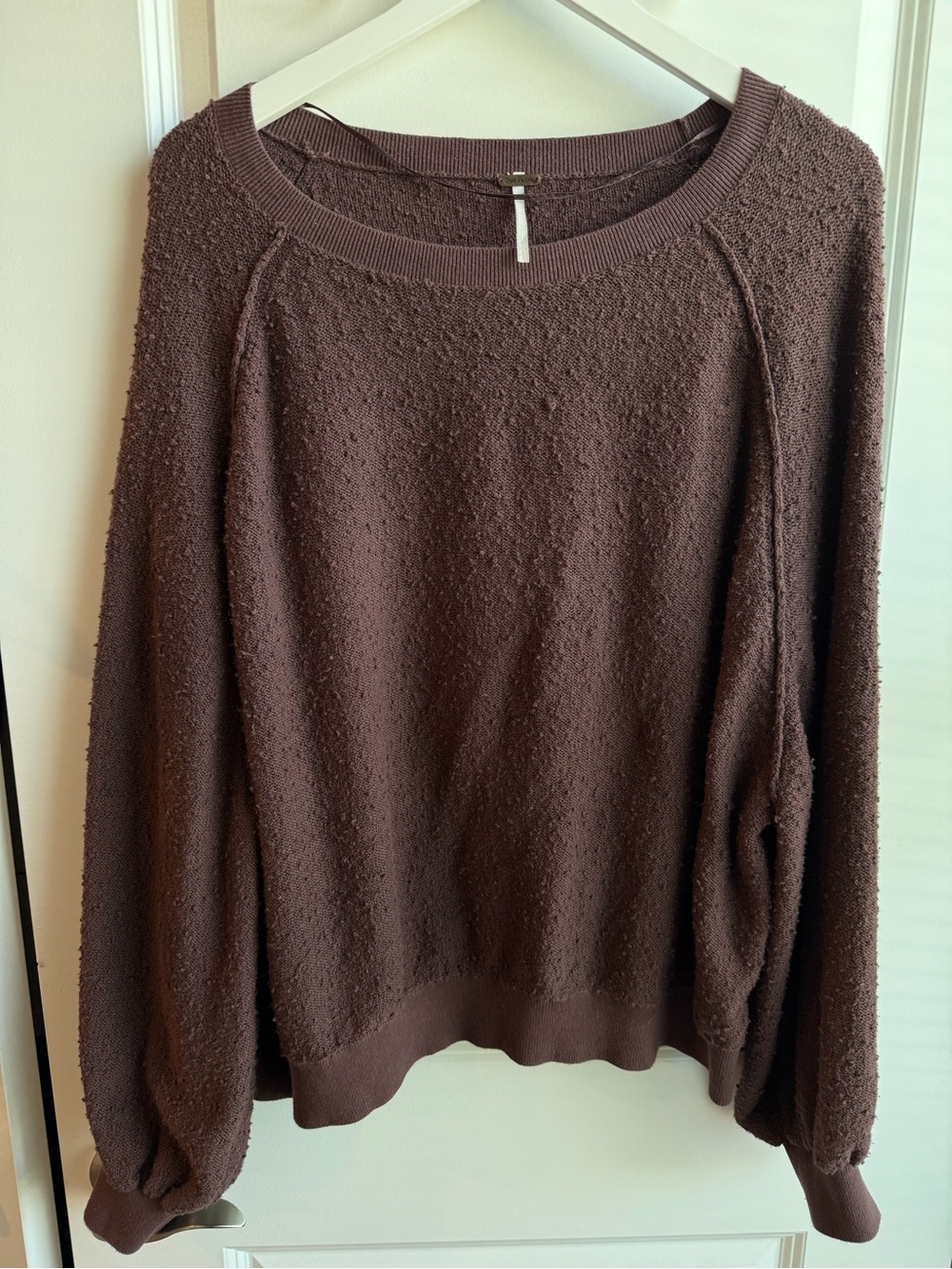Free People Found My Friend Pullover Sweatshirt Textured Bohemian Mocha Large
